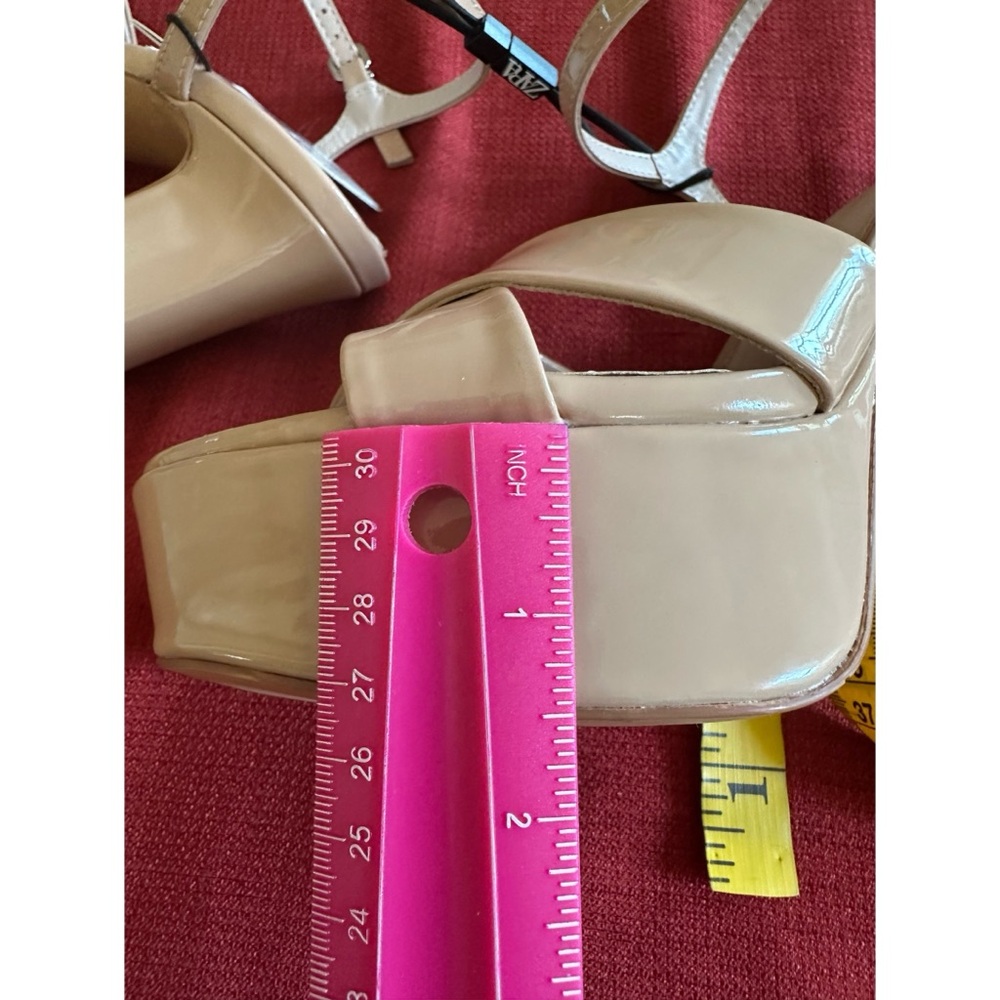 ZARA Nude Patent Crisscross Ankle-Strap Platform Sandals, NWT, 7.5 - Picture 9 of 10
